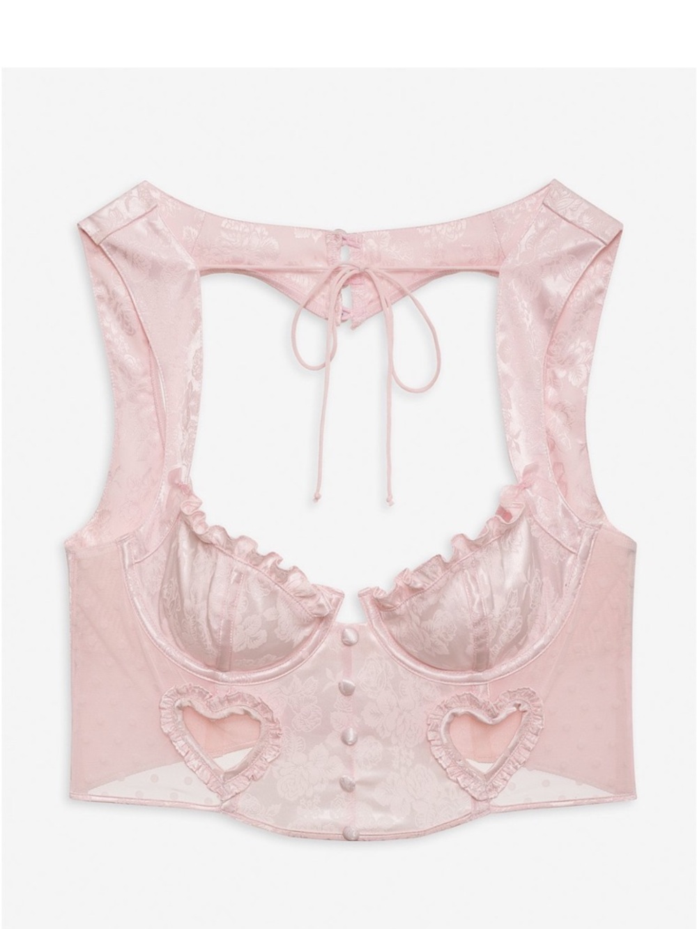 Ailani Bustier | For Love & Lemons | Pink Heart Cutout Bustier Top | XS